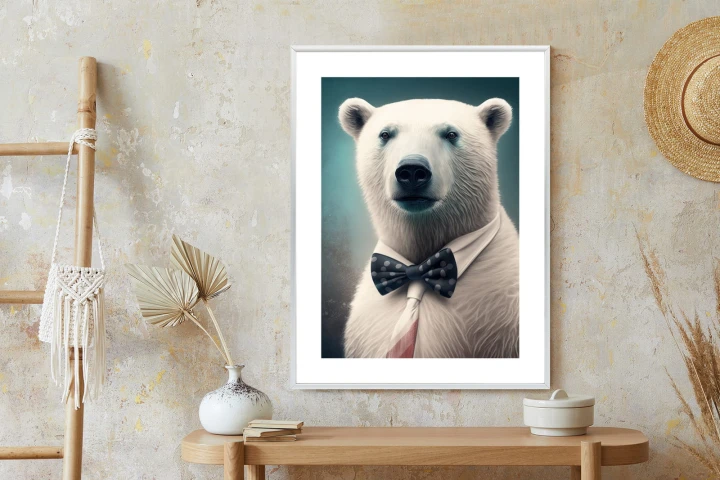 Plakat Stylowy Niedźwiedź W Muszce