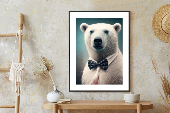 Plakat Stylowy Niedźwiedź W Muszce