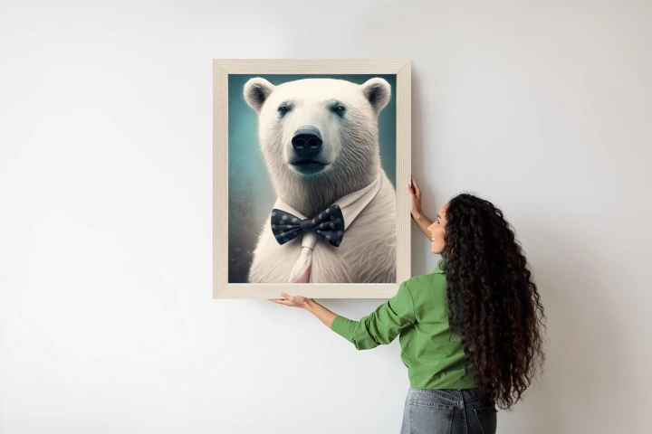 Plakat Stylowy Niedźwiedź W Muszce