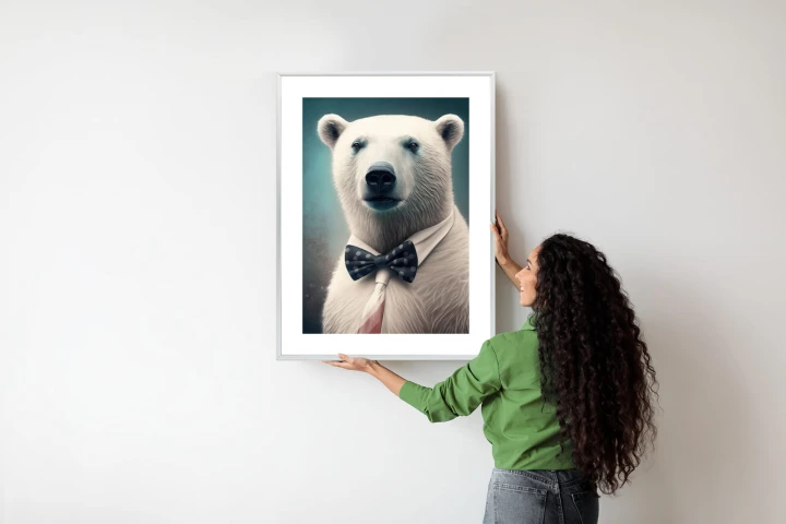 Plakat Stylowy Niedźwiedź W Muszce