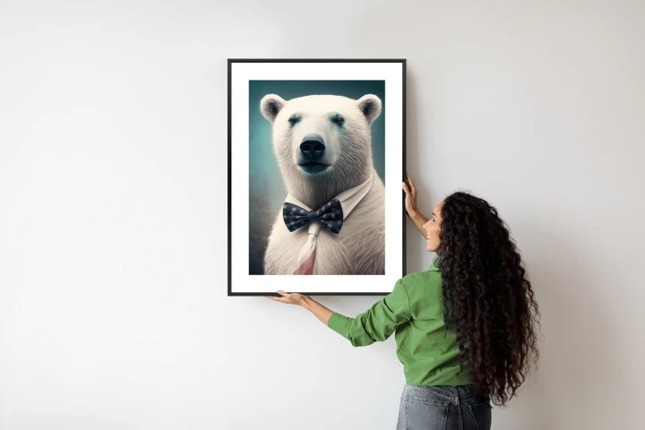 Plakat Stylowy Niedźwiedź W Muszce