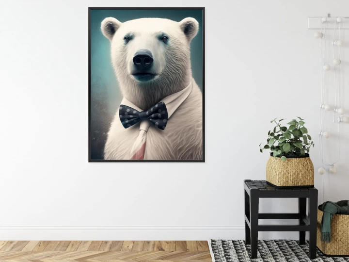 Plakat Stylowy Niedźwiedź W Muszce