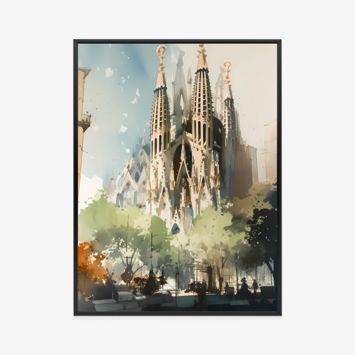 Plakat Abstrakcyjna Ilustracja Kościół Sagrada Familia