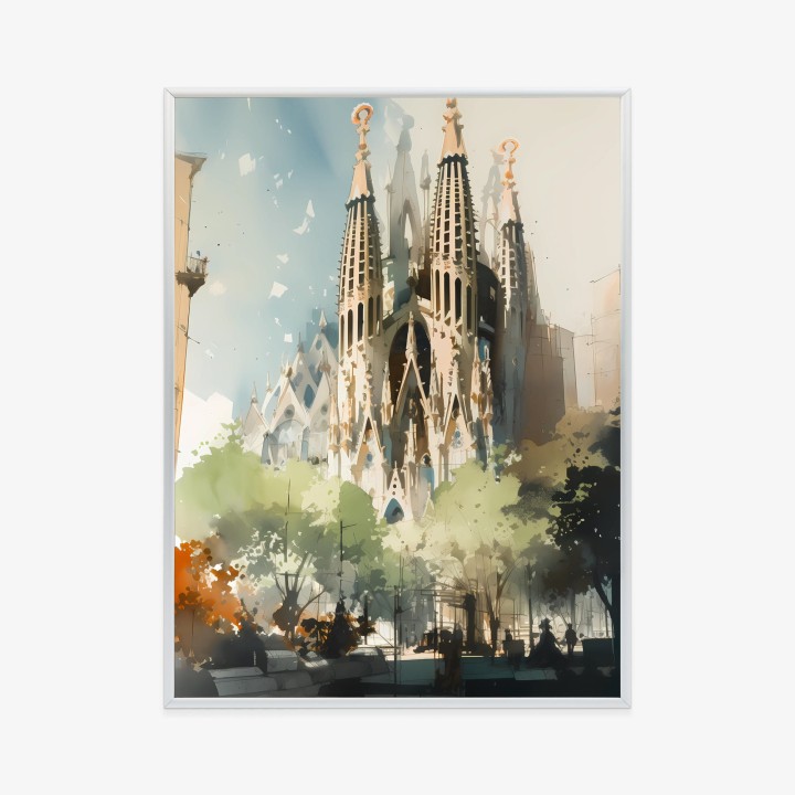Plakat Abstrakcyjna Ilustracja Kościół Sagrada Familia
