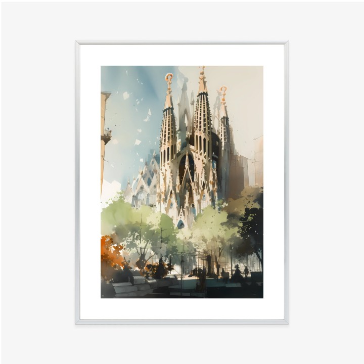 Plakat Abstrakcyjna Ilustracja Kościół Sagrada Familia