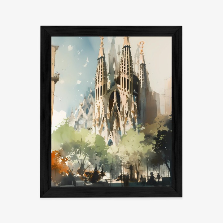 Plakat Abstrakcyjna Ilustracja Kościół Sagrada Familia