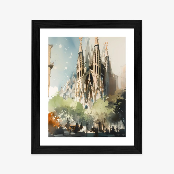 Plakat Abstrakcyjna Ilustracja Kościół Sagrada Familia