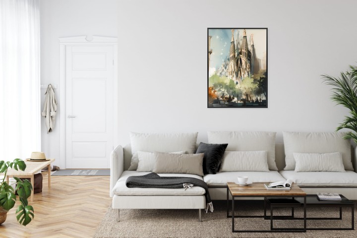 Plakat Abstrakcyjna Ilustracja Kościół Sagrada Familia
