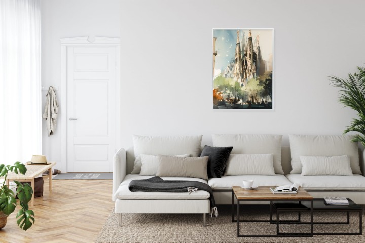 Plakat Abstrakcyjna Ilustracja Kościół Sagrada Familia