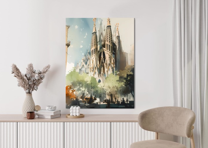Plakat Abstrakcyjna Ilustracja Kościół Sagrada Familia