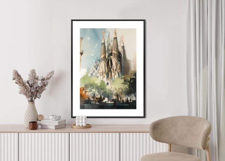 Plakat Abstrakcyjna Ilustracja Kościół Sagrada Familia