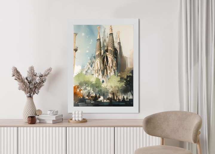 Plakat Abstrakcyjna Ilustracja Kościół Sagrada Familia