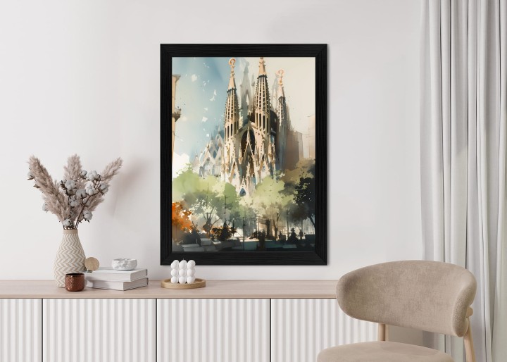 Plakat Abstrakcyjna Ilustracja Kościół Sagrada Familia