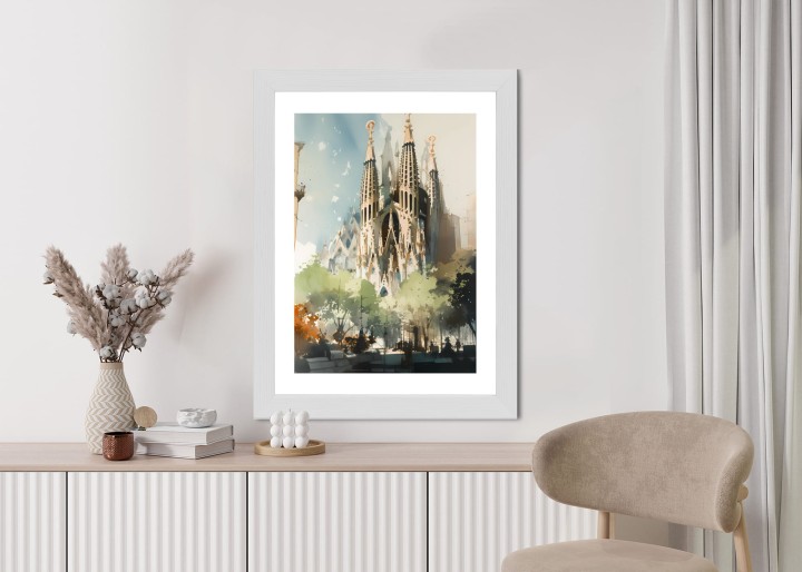 Plakat Abstrakcyjna Ilustracja Kościół Sagrada Familia