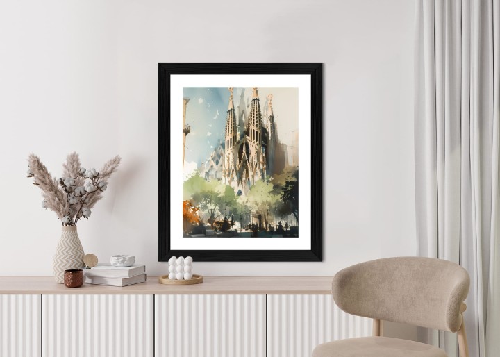 Plakat Abstrakcyjna Ilustracja Kościół Sagrada Familia