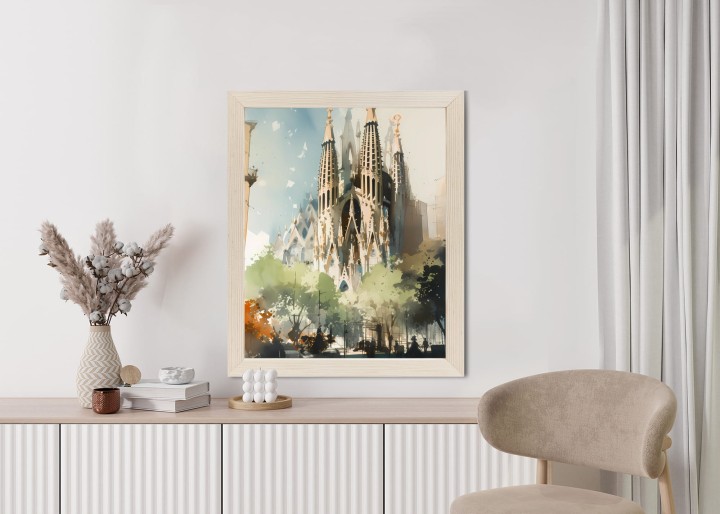 Plakat Abstrakcyjna Ilustracja Kościół Sagrada Familia