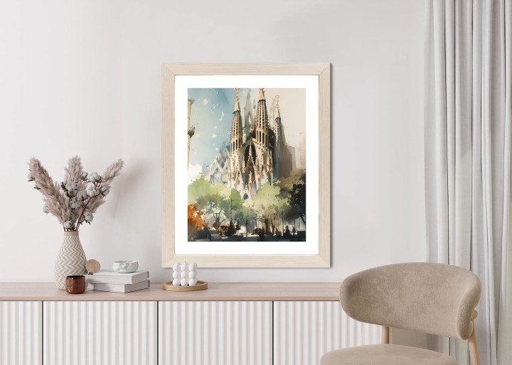 Plakat Abstrakcyjna Ilustracja Kościół Sagrada Familia