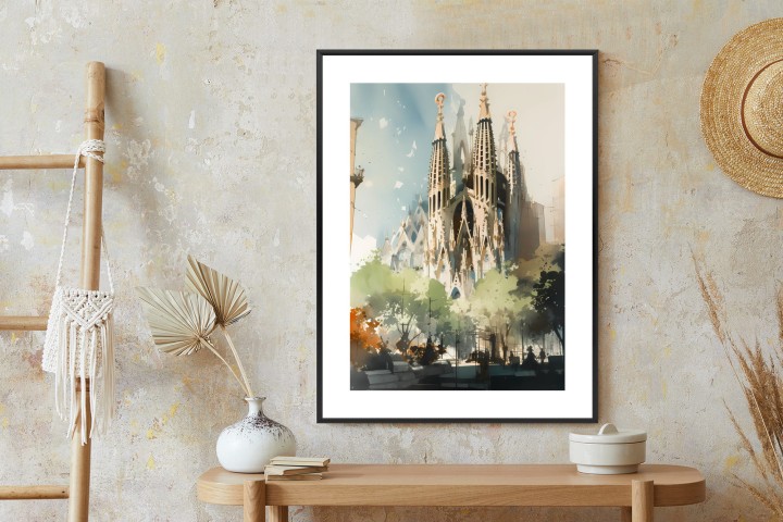 Plakat Abstrakcyjna Ilustracja Kościół Sagrada Familia