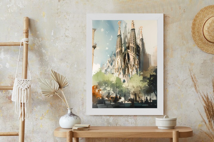 Plakat Abstrakcyjna Ilustracja Kościół Sagrada Familia