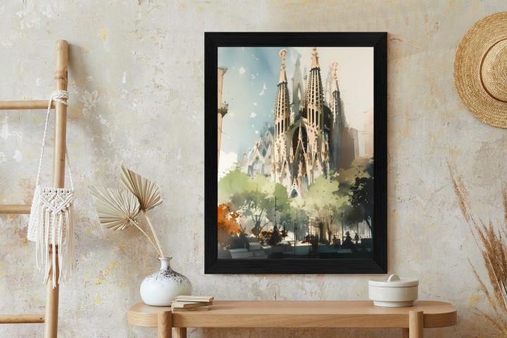 Plakat Abstrakcyjna Ilustracja Kościół Sagrada Familia