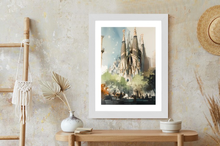 Plakat Abstrakcyjna Ilustracja Kościół Sagrada Familia