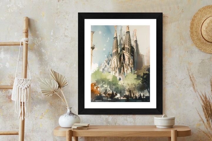 Plakat Abstrakcyjna Ilustracja Kościół Sagrada Familia