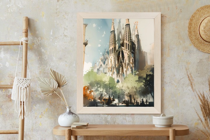 Plakat Abstrakcyjna Ilustracja Kościół Sagrada Familia