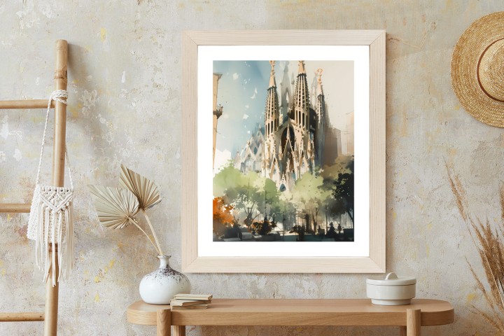 Plakat Abstrakcyjna Ilustracja Kościół Sagrada Familia