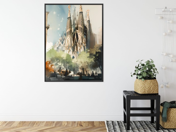 Plakat Abstrakcyjna Ilustracja Kościół Sagrada Familia