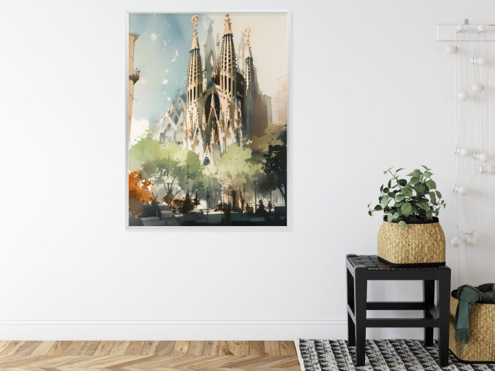 Plakat Abstrakcyjna Ilustracja Kościół Sagrada Familia