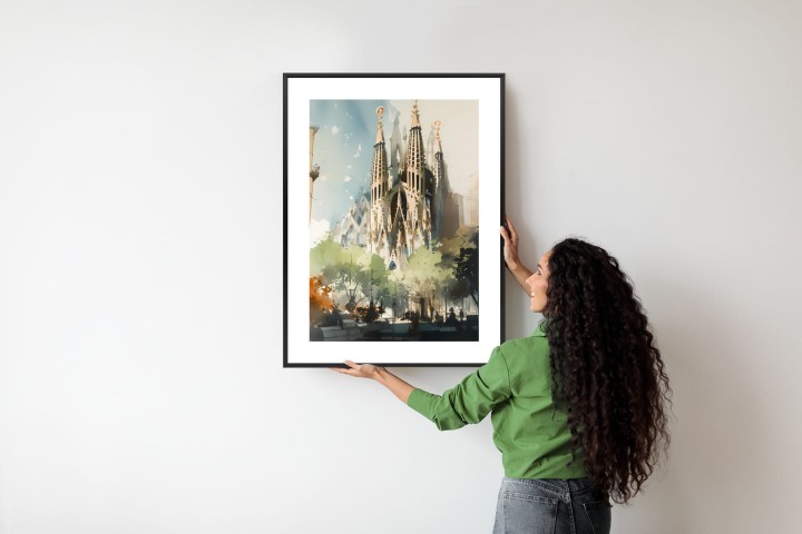 Plakat Abstrakcyjna Ilustracja Kościół Sagrada Familia