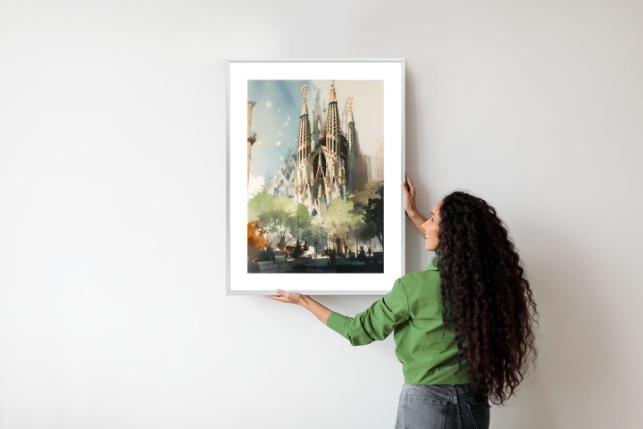 Plakat Abstrakcyjna Ilustracja Kościół Sagrada Familia