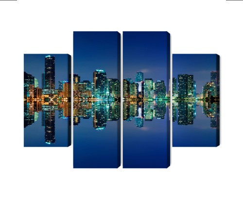 Obraz Wieloczęściowy Panorama Miami Nocą