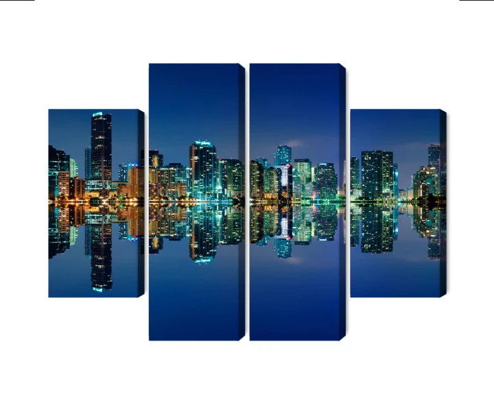 Obraz Wieloczęściowy Panorama Miami Nocą
