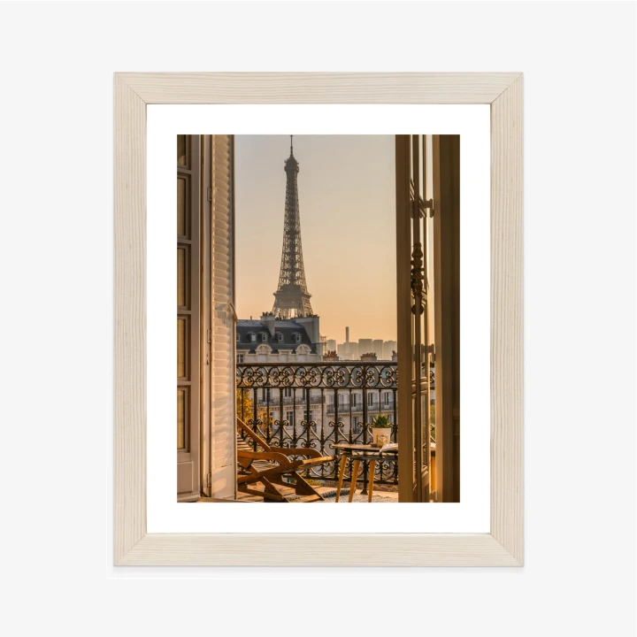Plakat Widok Z Okna Na Paryską Wieżę Eiffla O Zachodzie Słońca