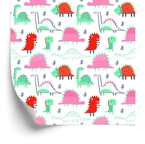 Tapeta Do Pokoju Dziecka Kolorowe Dinozaury Liście