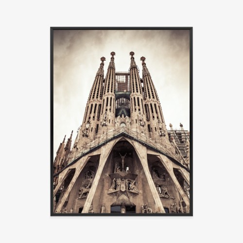 Plakat Kościół Sagrada Familia W Stylu Vintage