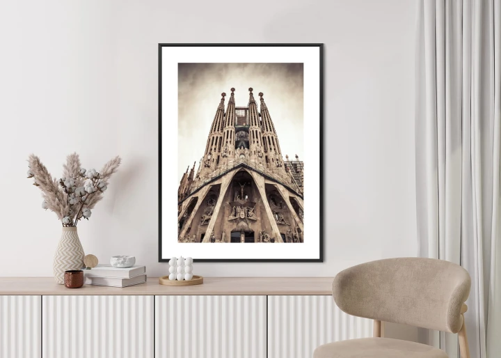 Plakat Kościół Sagrada Familia W Stylu Vintage