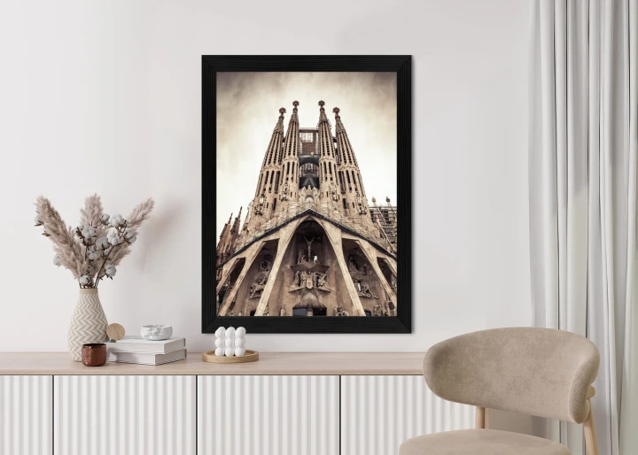 Plakat Kościół Sagrada Familia W Stylu Vintage