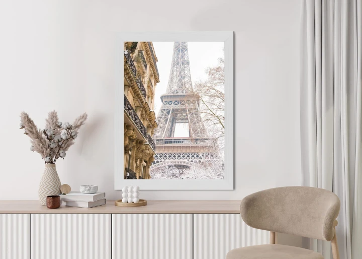 Plakat Wieża Eiffla W Paryżu Zimą