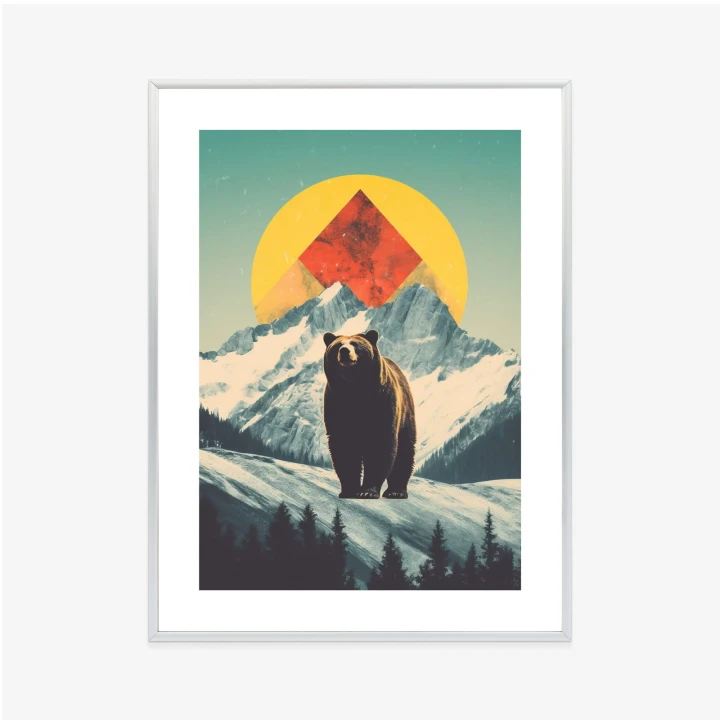 Plakat Niedźwiedź W Górach Zimą