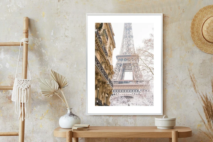 Plakat Wieża Eiffla W Paryżu Zimą