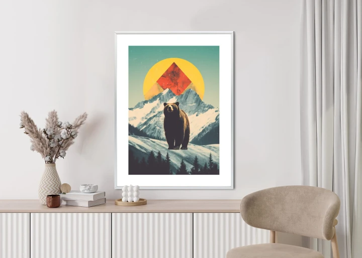 Plakat Niedźwiedź W Górach Zimą
