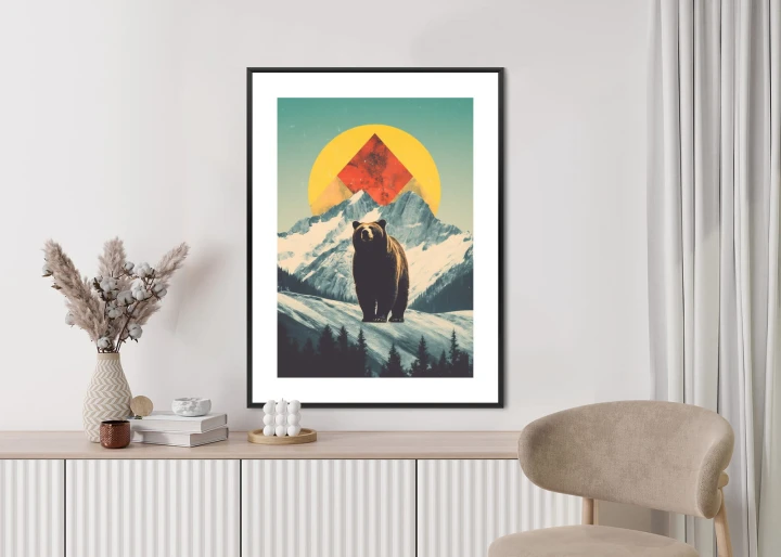 Plakat Niedźwiedź W Górach Zimą