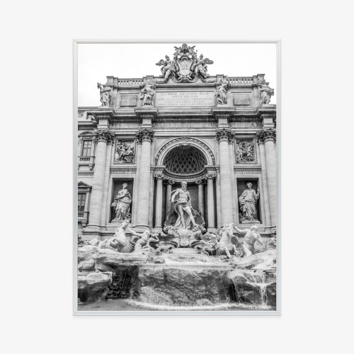 Plakat Fontanna Di Trevi W Rzymie Z Posągami W Czerni I Bieli