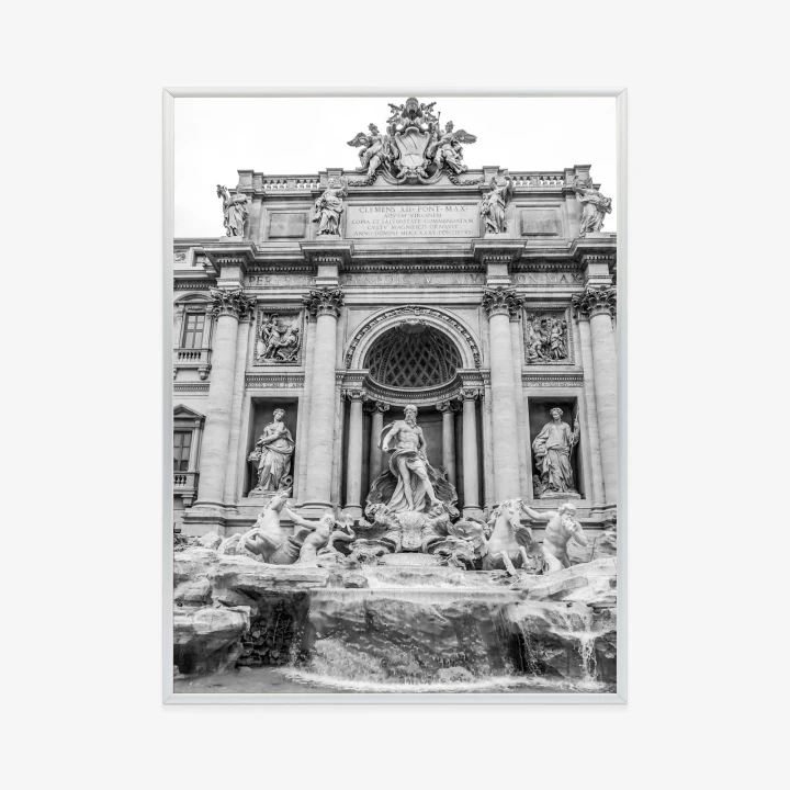 Plakat Fontanna Di Trevi W Rzymie Z Posągami W Czerni I Bieli