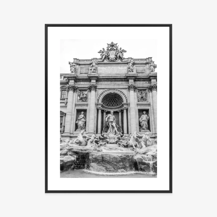 Plakat Fontanna Di Trevi W Rzymie Z Posągami W Czerni I Bieli