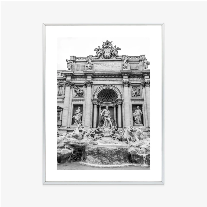 Plakat Fontanna Di Trevi W Rzymie Z Posągami W Czerni I Bieli
