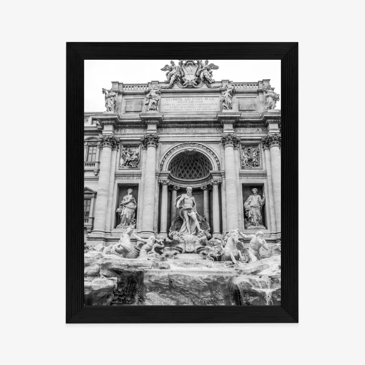Plakat Fontanna Di Trevi W Rzymie Z Posągami W Czerni I Bieli