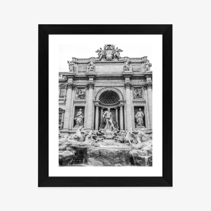 Plakat Fontanna Di Trevi W Rzymie Z Posągami W Czerni I Bieli